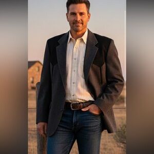 Vintage Circle Western Blazer 44R Gray&Black Yoke Made in USA Yellowstone